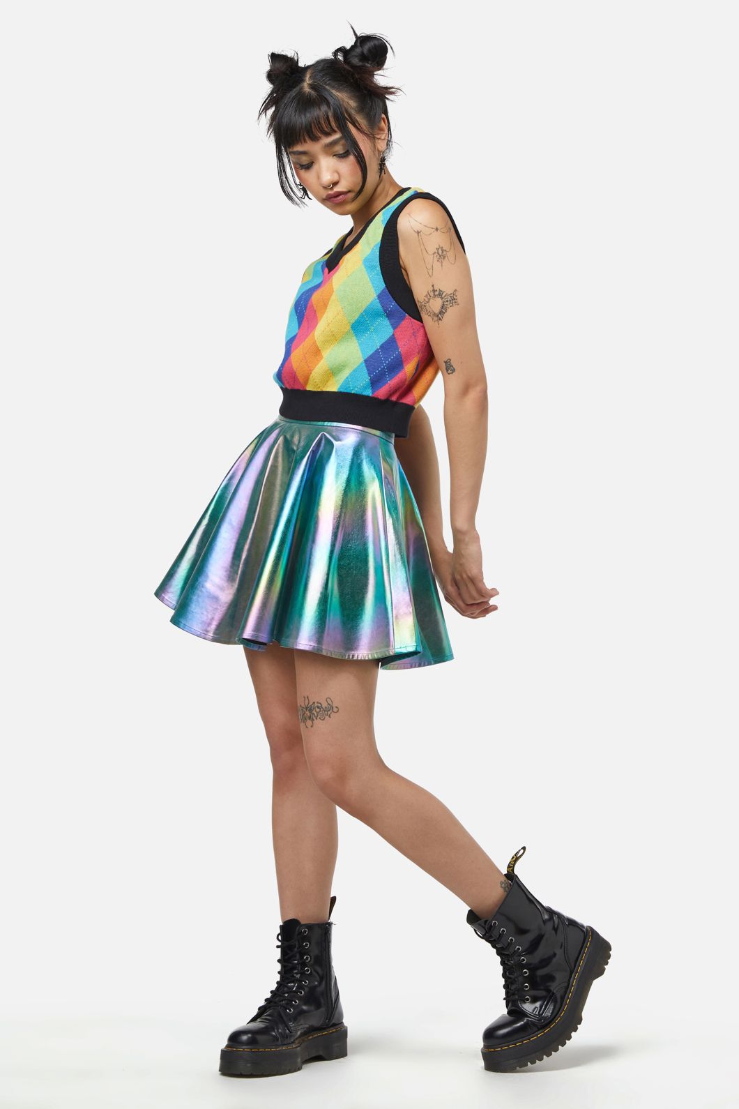 Dangerfield - Rainbow Argyle Knit Vest - rainbow