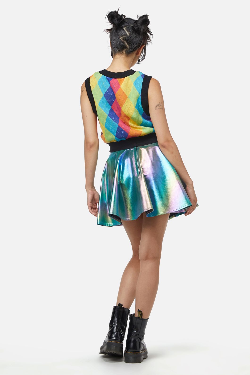 Dangerfield - Rainbow Argyle Knit Vest - rainbow