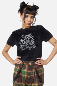 Dangerfield - Triassic Embroidery Fluffy Knit - black