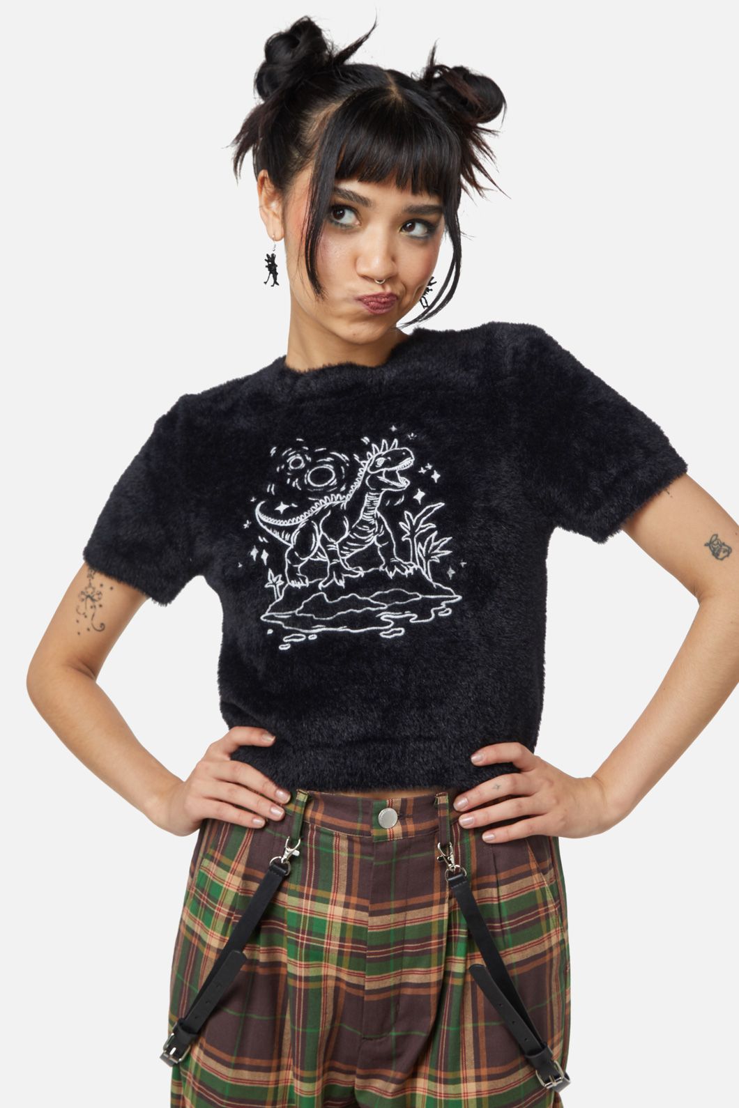 Dangerfield - Triassic Embroidery Fluffy Knit - black
