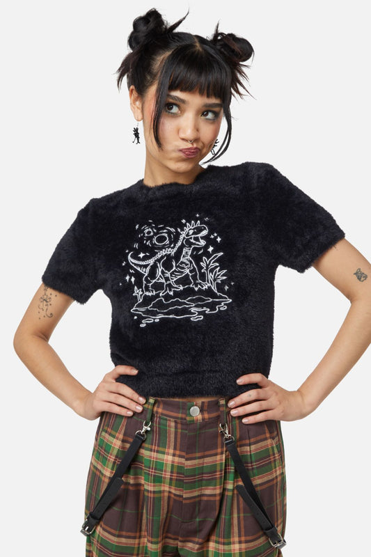 Dangerfield - Triassic Embroidery FluffyKnit - black