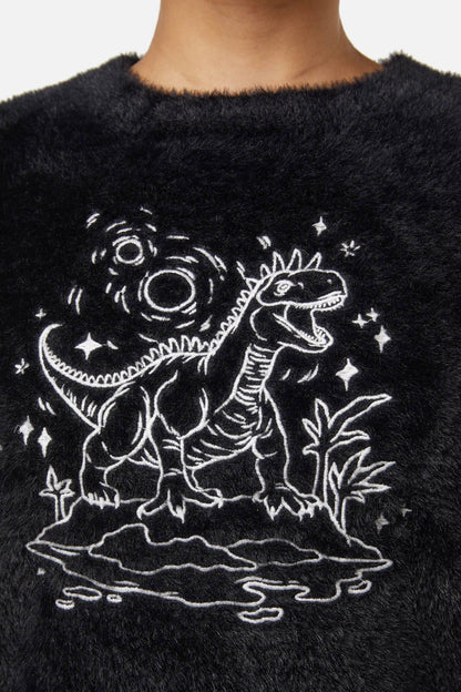 Dangerfield - Triassic Embroidery FluffyKnit - black