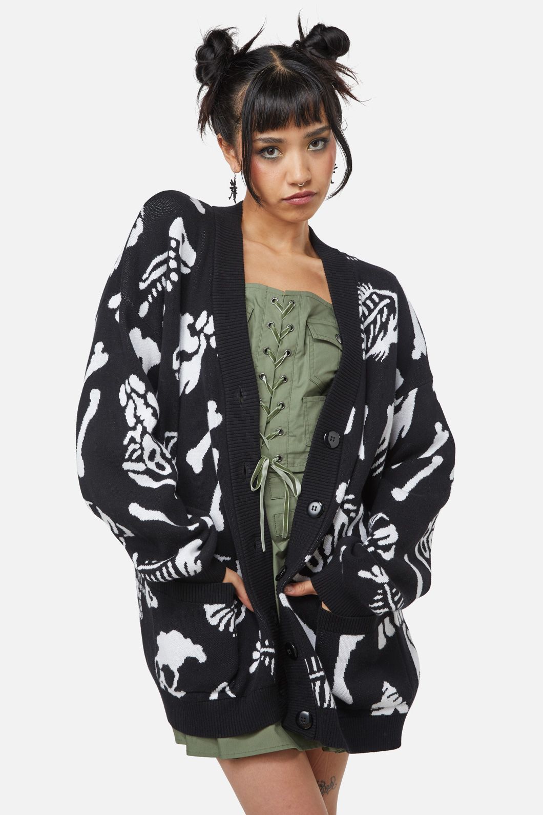 Dangerfield - Trace Fossils Utility Knit Cardi - black