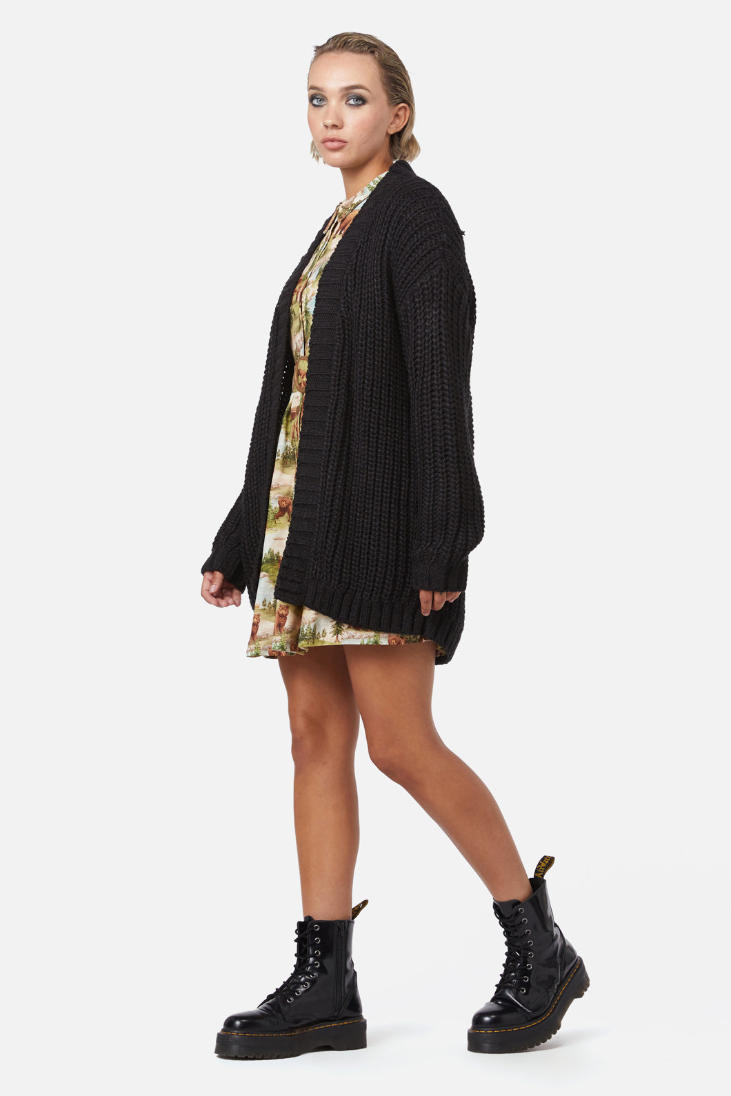 Dangerfield - Field Work Chunky Knit Cardi - black
