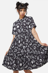Dangerfield - Body Fossils Printed Dress - black