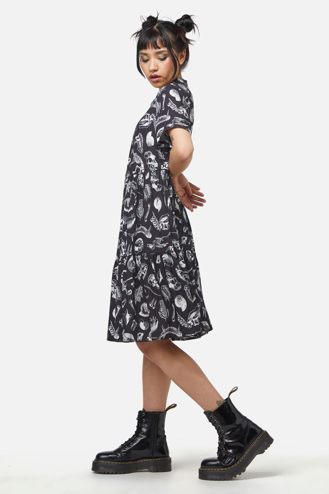 Dangerfield - Body Fossils Printed Dress - black