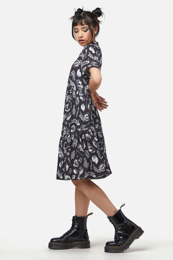 Dangerfield - Body Fossils Printed Dress - black