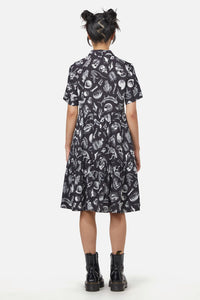 Dangerfield - Body Fossils Printed Dress - black