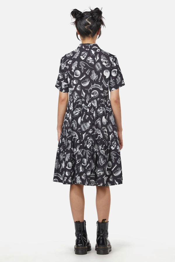 Dangerfield - Body Fossils Printed Dress - black