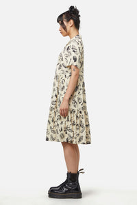 Dangerfield - Body Fossils Printed Dress - cream