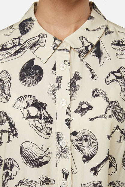 Dangerfield - Body Fossils Printed Dress - cream