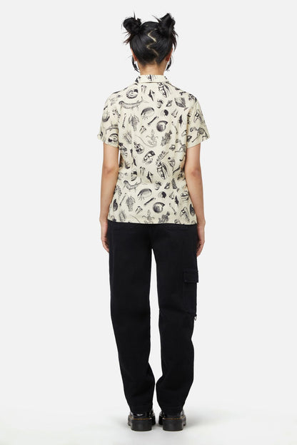 Dangerfield - Body Fossils Printed Blouse - cream