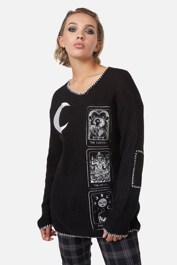Dangerfield - Dark Tarot Oversized Knit Jumper - black