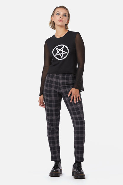 Dangerfield - Pentagram Contrast Mesh Top - black