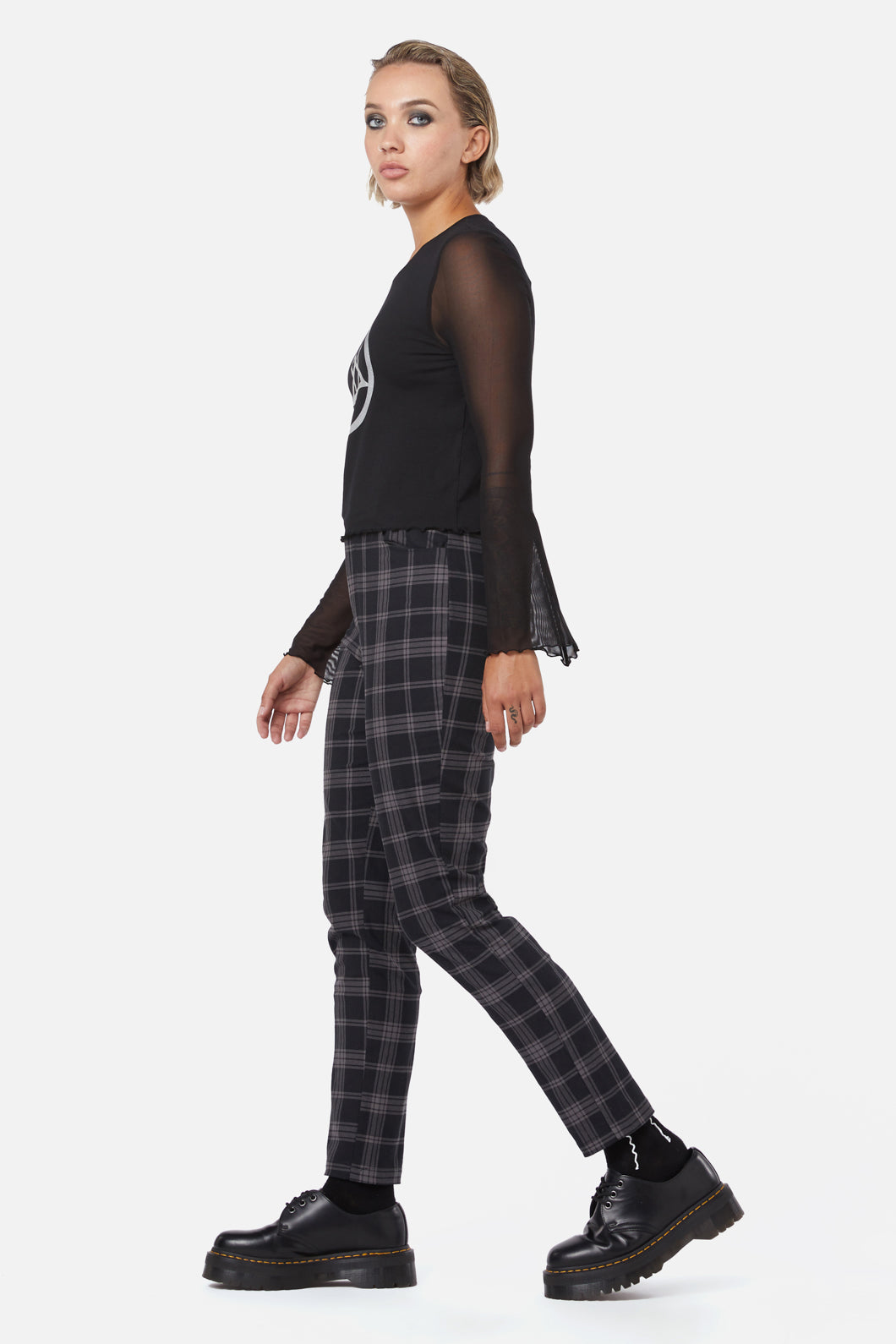 Dangerfield - Pentagram Contrast Mesh Top - black
