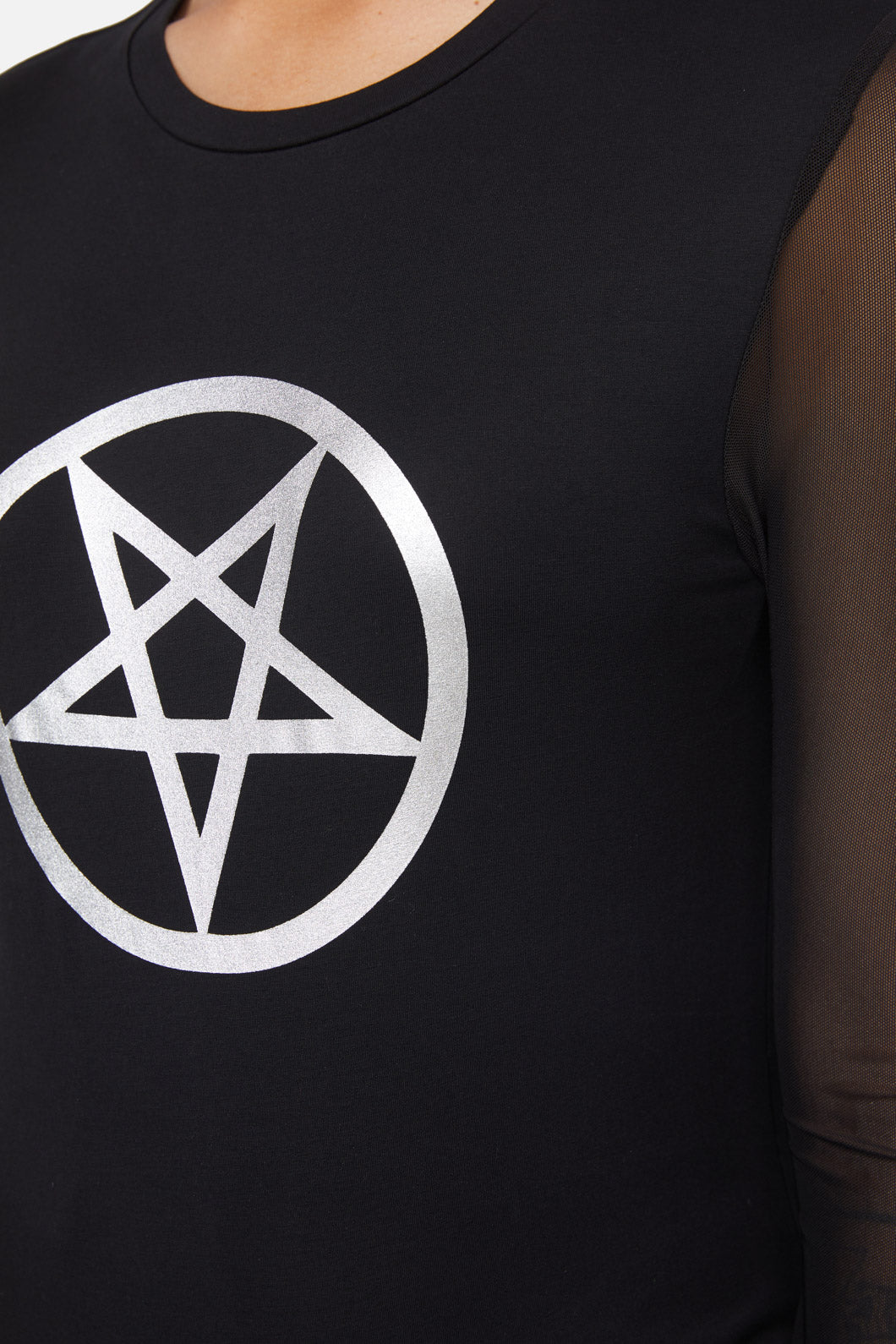 Dangerfield - Pentagram Contrast Mesh Top - black