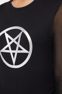 Dangerfield - Pentagram Contrast Mesh Top - black
