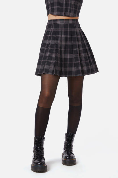 Dangerfield - Victoria Tartan Pleated Skirt - black