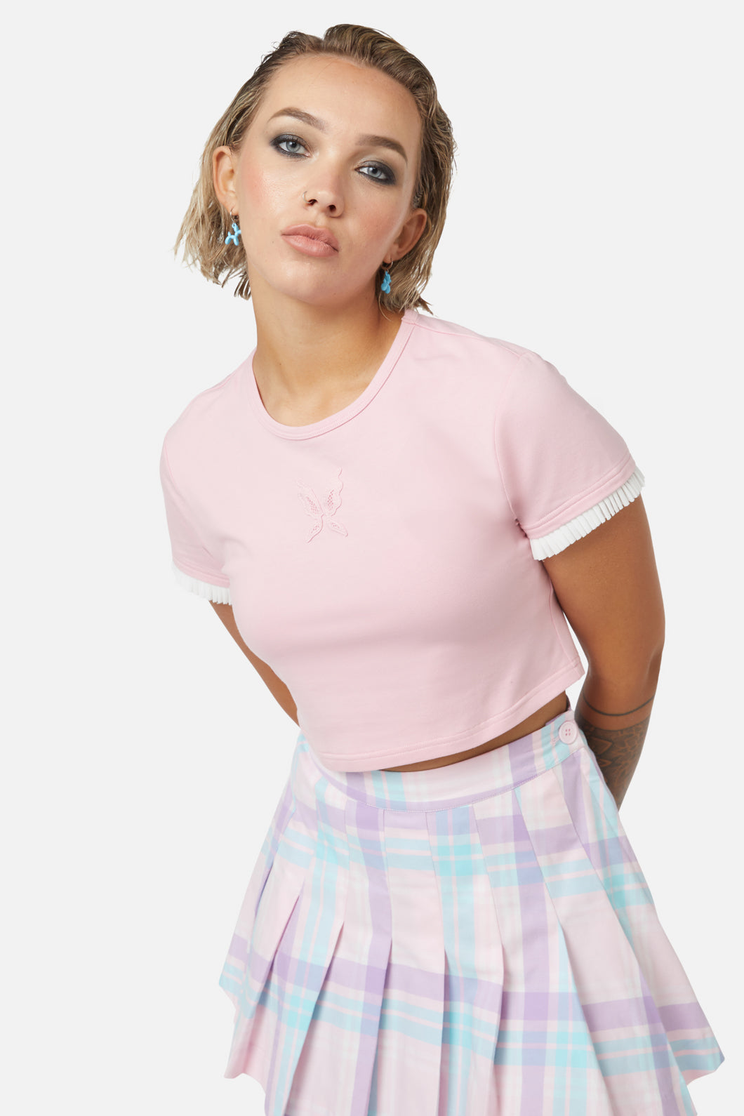 Dangerfield - Meta Fantasy Wings Crop Tee - pink