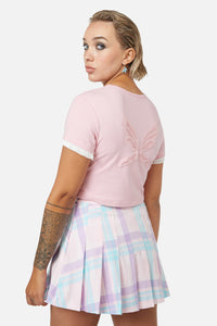 Dangerfield - Meta Fantasy Wings Crop Tee - pink