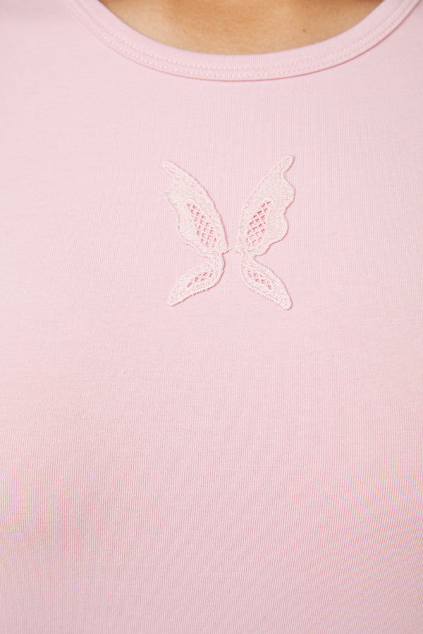 Dangerfield - Meta Fantasy Wings Crop Tee - pink