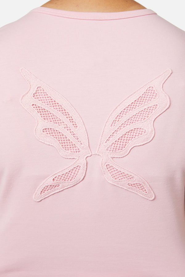 Dangerfield - Meta Fantasy Wings Crop Tee - pink