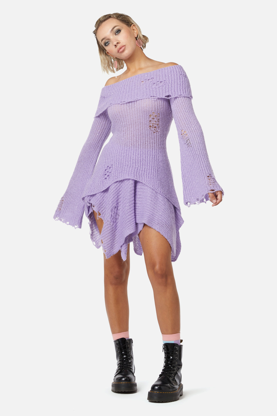 Dangerfield - Unclear New World Knit Skirt - purple