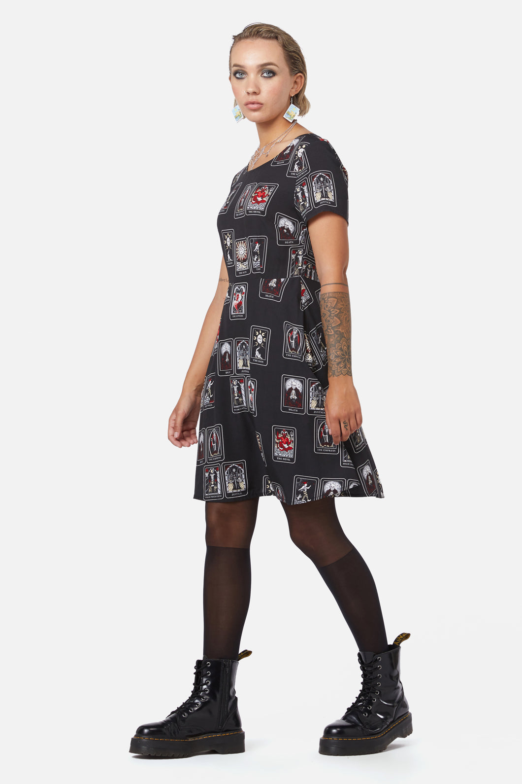 Dangerfield - Tarot Spread Print Dress - black