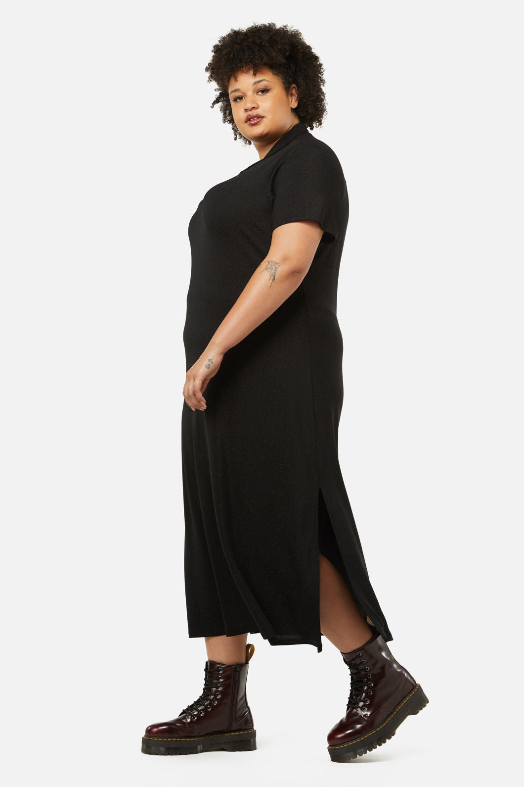 Dangerfield - Curve Glitter Mesh Midi Dress - black