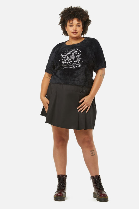 Dangerfield - Curve Triassic Embroidery Fluffy Knit - black