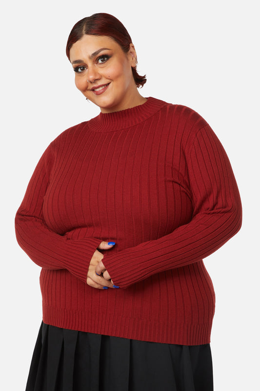 Dangerfield - Curve Grave Respect Knit Skivvy - red