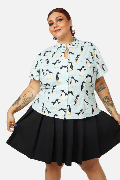 Dangerfield - Curve Penguin Blouse - blue