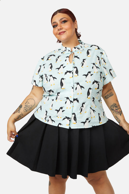 Dangerfield - Curve Penguin Blouse - blue
