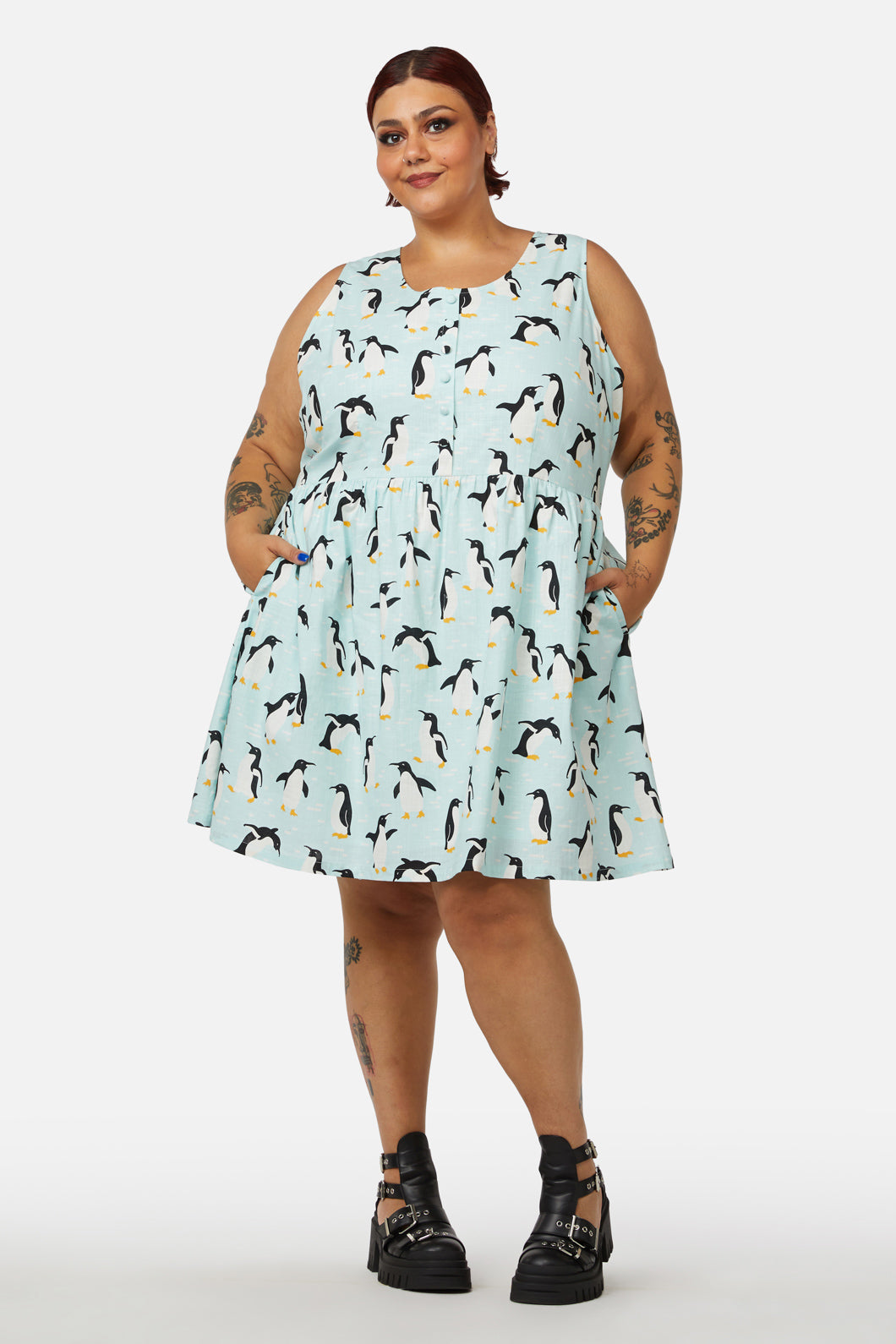 Dangerfield - Curve Penguin Dress - blue