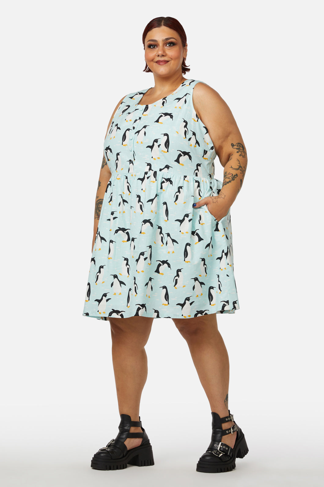 Dangerfield - Curve Penguin Dress - blue