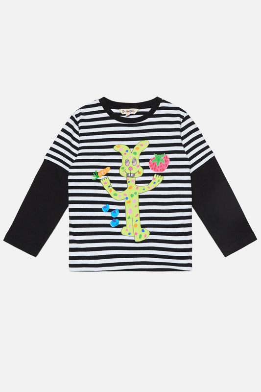 Dangerkids - Juggling Bunny Kids 2 in 1 Ls Tee - black-cream