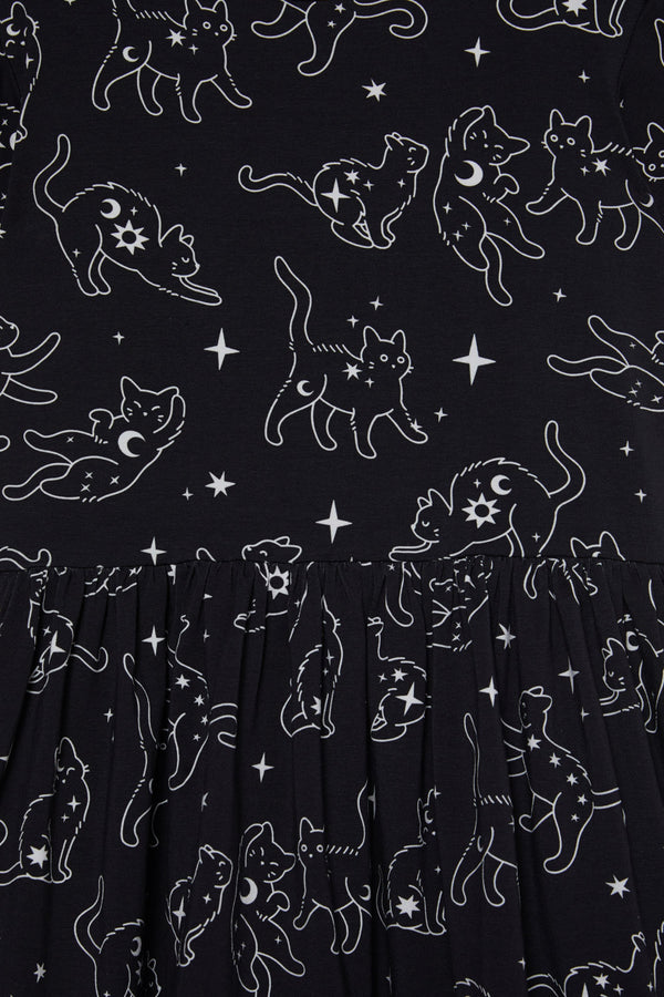 Dangerkids - Celestial Cats Kids Dress - black