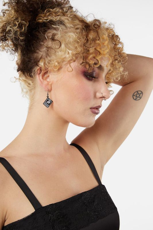 Dangerfield - Til Death Book Earrings - black