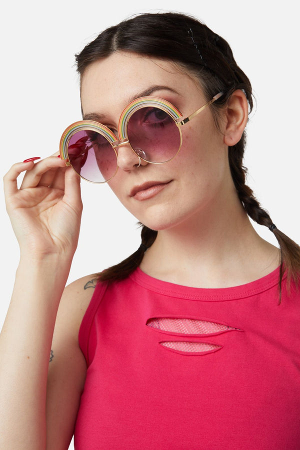 Dangerfield - Rainbow Round Glasses - pink