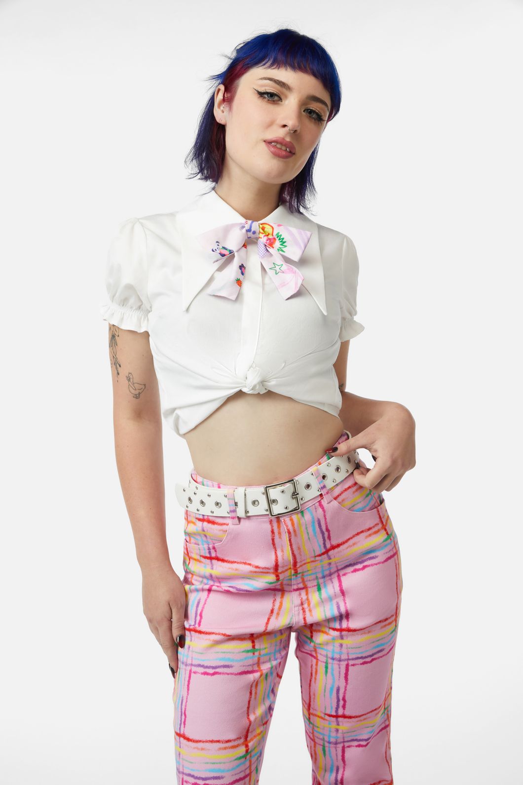 Dangerfield - Square Buckle Stud Belt - white