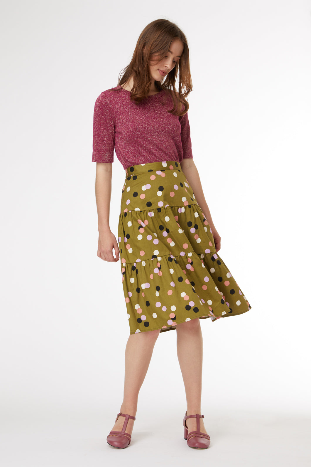 Princess Highway - Nancy Spot Skirt - olive-multi