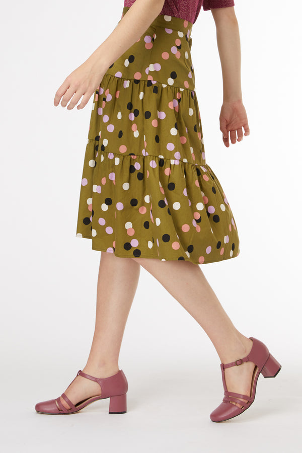 Princess Highway - Nancy Spot Skirt - olive-multi