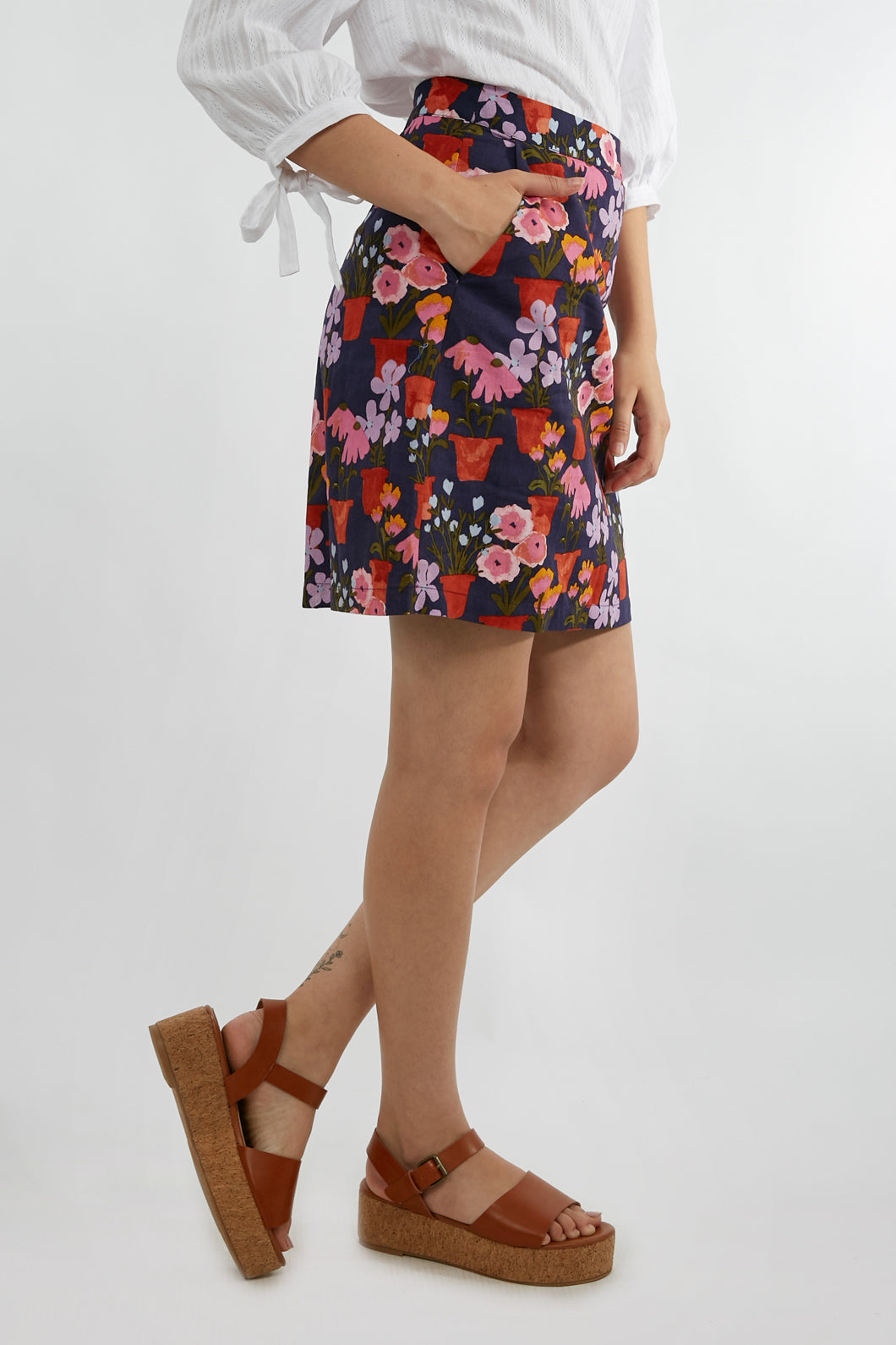 Princess Highway - Flower Pots Skirt - blue