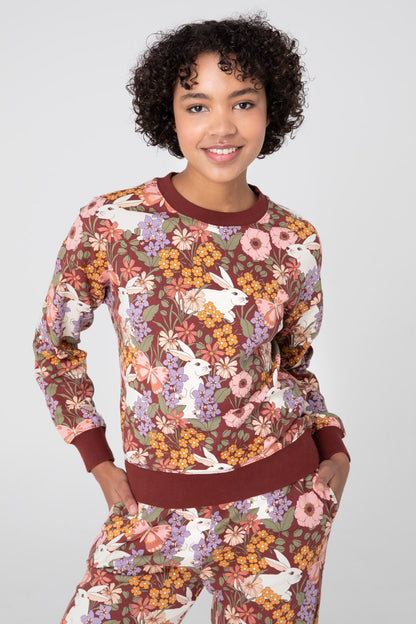 Princess Highway - Garden RabbitCrewSweater - chocolate