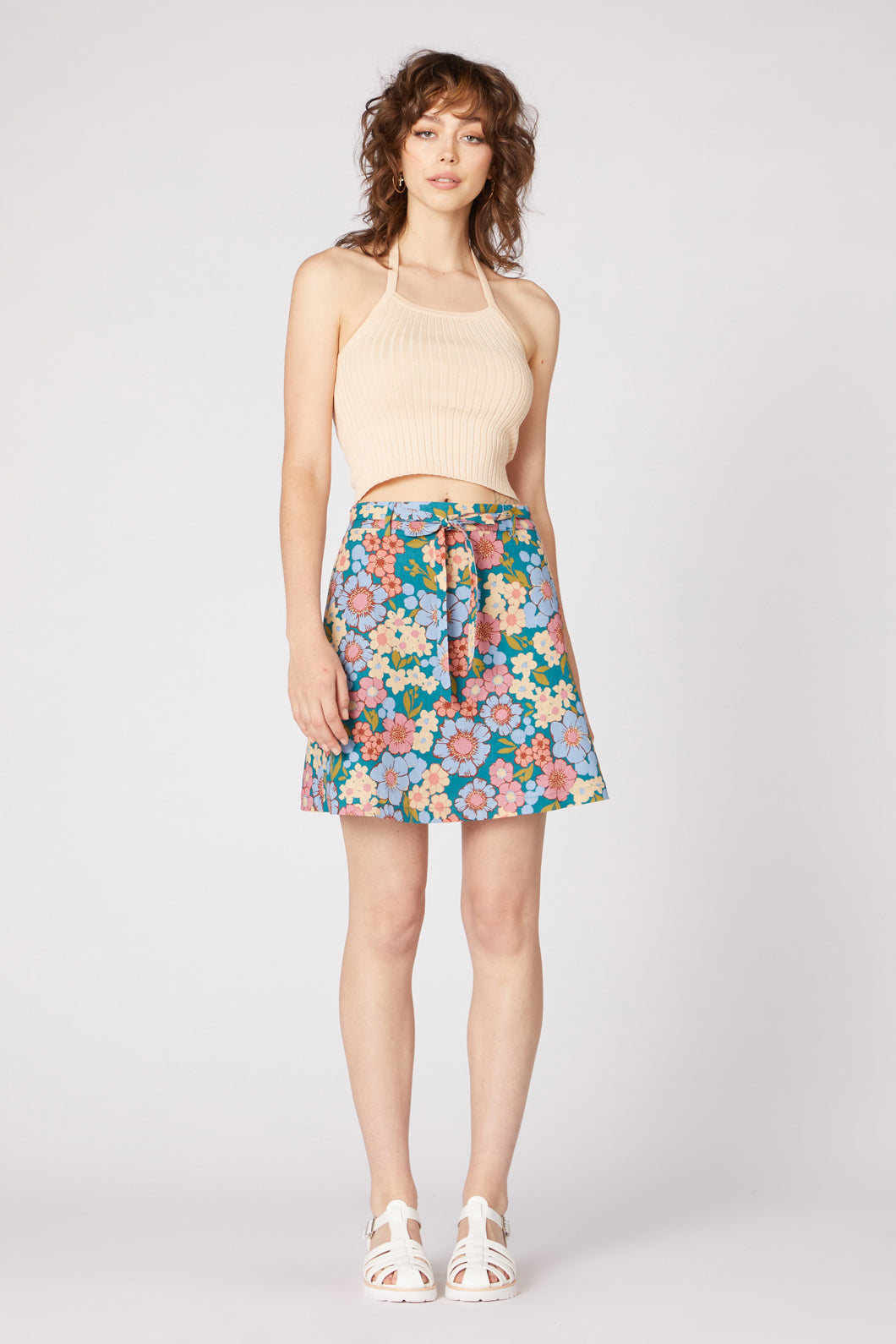 Princess Highway - Romantic Floral Skirt - teal