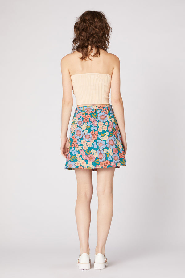 Princess Highway - Romantic Floral Skirt - teal