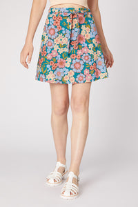 Princess Highway - Romantic Floral Skirt - teal
