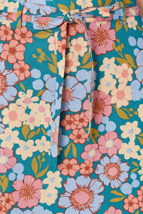 Princess Highway - Romantic Floral Skirt - teal