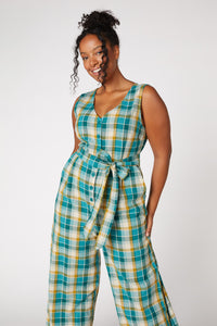 Princess Highway - Laura Check Jumpsuit - teal