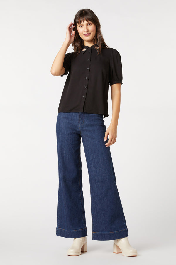 Princess Highway - Miss Daisy Embroidered Blouse - black